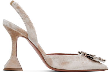 Tenisky a topánky Amina Muaddi Sling Back Velvet Pumps With Embellishment Béžová | BEGUM SLING VELVET, 0