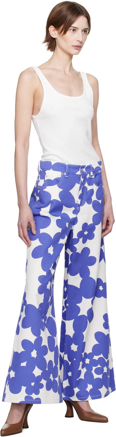 Nohavice Marni Marni Floral Print Wide-Leg Trousers Biela | PAMA0514S0 UTC462, 3