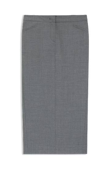 Sukňa BOSS Melange Virgin Wool Pencil Skirt Šedá | 50541977, 0