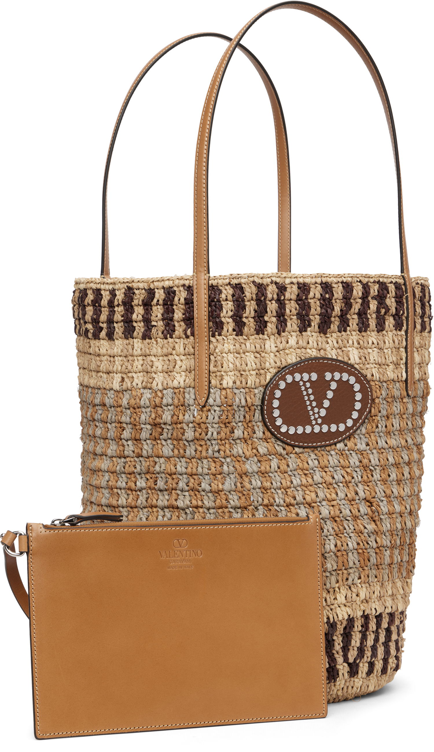 Tote bag Valentino Garavani VLogo Signature Studded Raffia Bucket Bag Rôznofarebný | 7W2B0R37CFS, 1