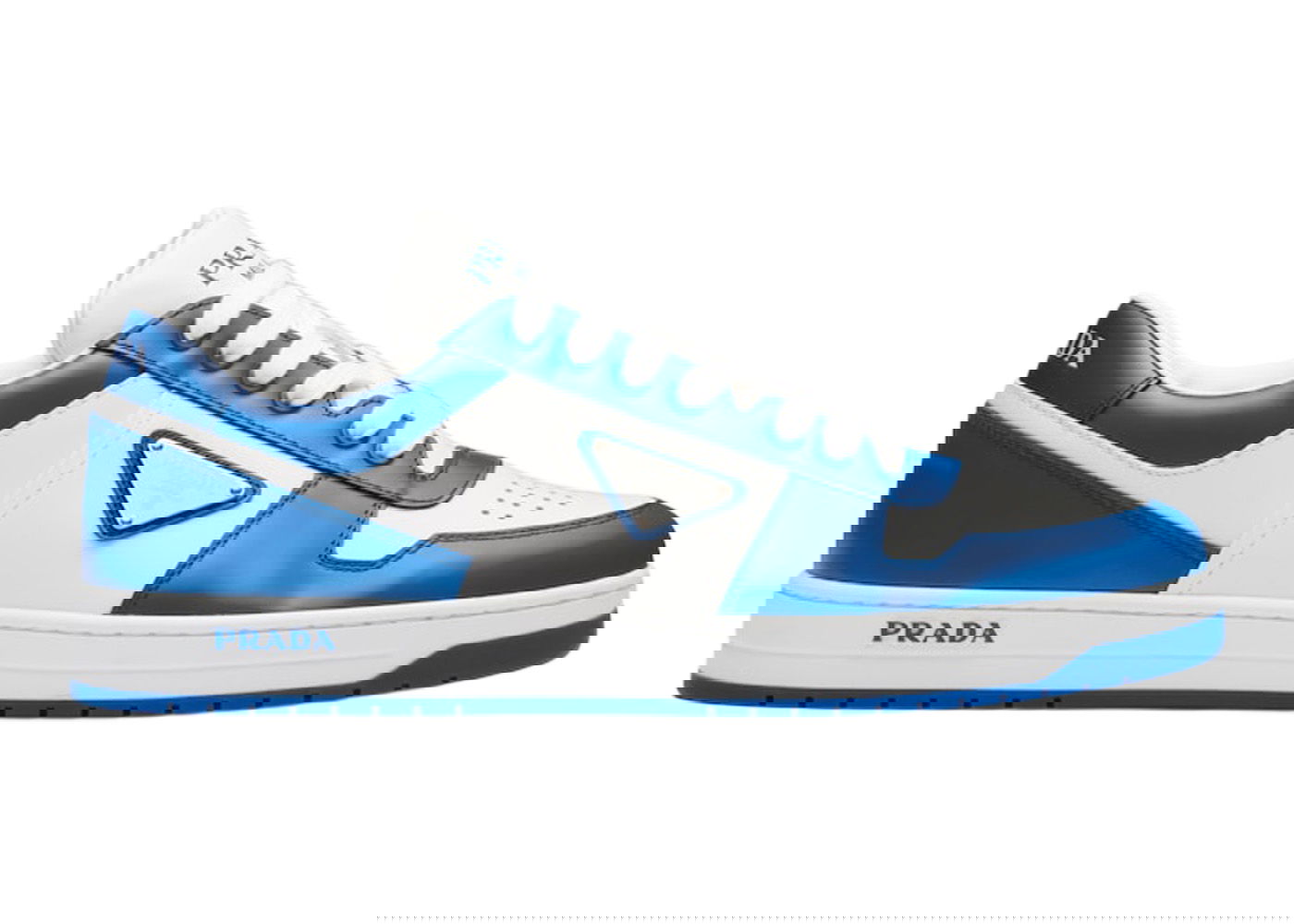 Tenisky a topánky Prada Downtown Low Top Sneakers Leather White Cobalt Blue Modrá | 2EE364_3LKG_F098Z, 0