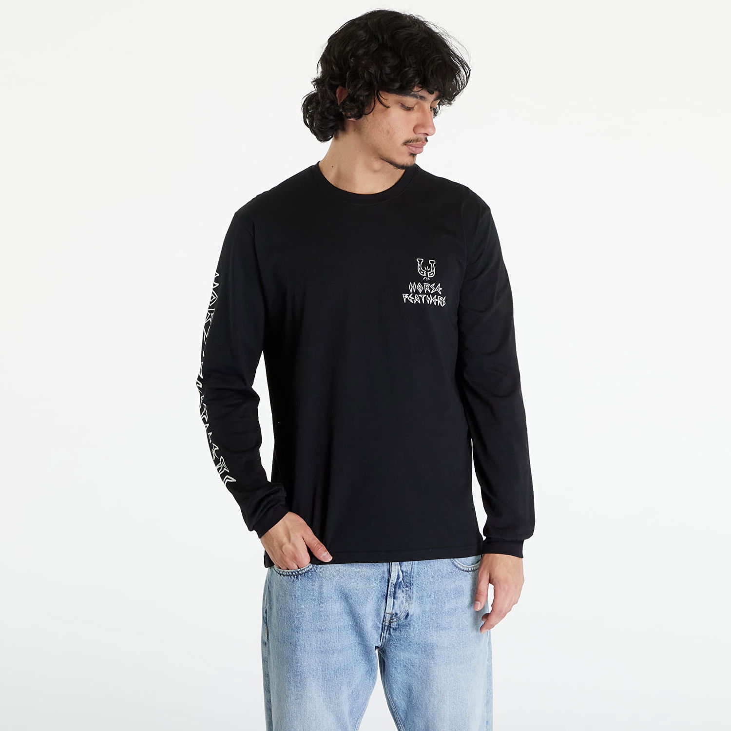 Tričko Horsefeathers Bad Luck Ls T-Shirt Black Čierna | SM1337A, 0