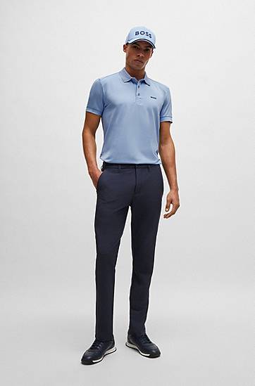 Polo tričko BOSS Stretch Cotton Polo Shirt with Tape Inserts Modrá | 50519855, 1