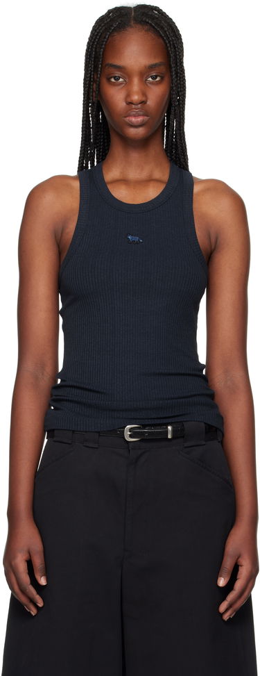 Tielko MAISON KITSUNÉ Maison Kitsuné Baby Fox Patch Ribbed Tank Top Navy | OW00604KJ0134, 0