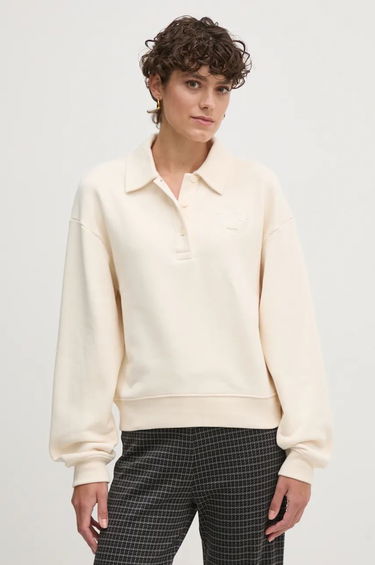 Mikina Lacoste Women's Beige Polo Neck Sweatshirt Béžová | SF2641, 0