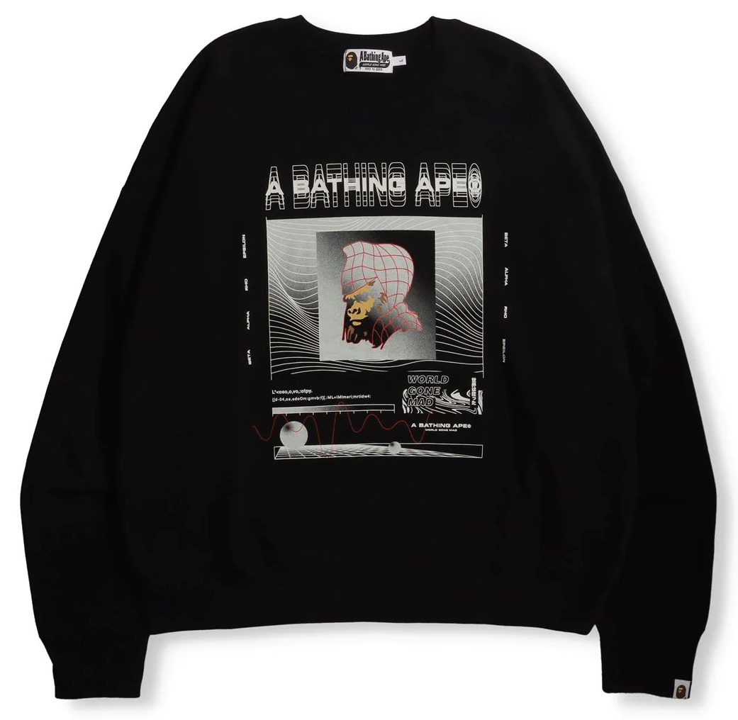 Sveter BAPE Graphic #2 Loose Fit Crewneck Čierna | 001SWH701001I, 0