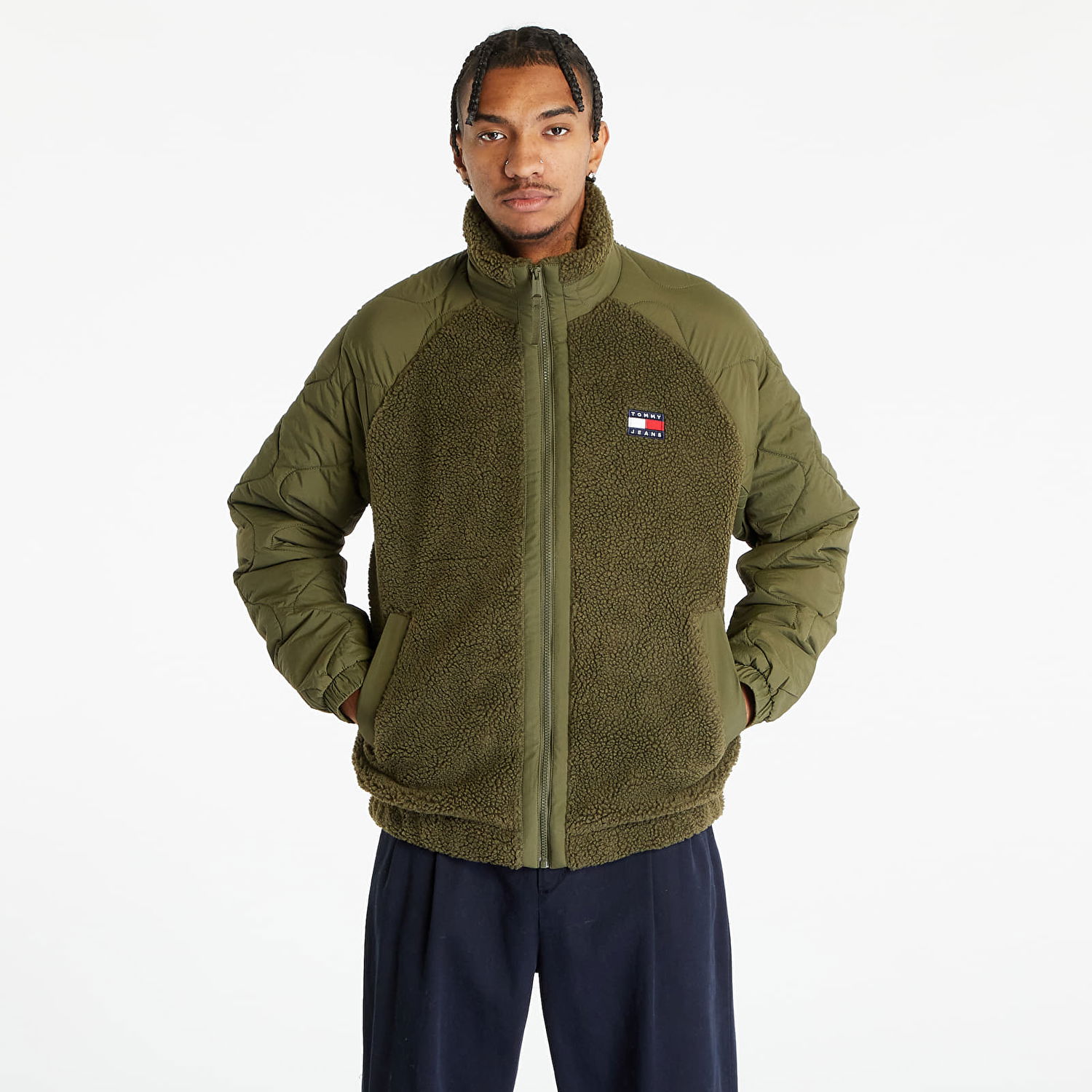 Bunda Tommy Hilfiger Mix Media Sherpa Drab Zelené | DM0DM17236 MR1, 0