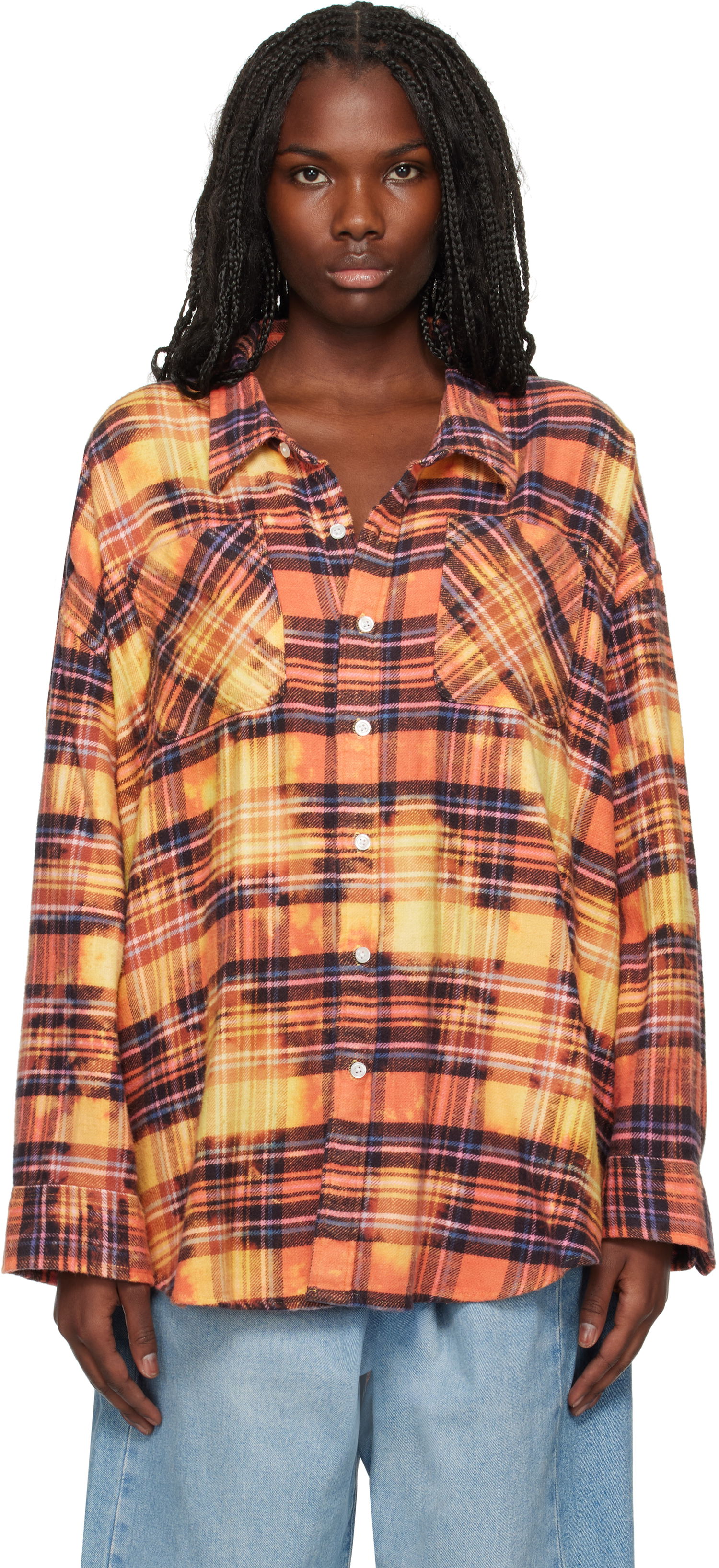 Košeľa R13 R13 Drop Neck Plaid Shirt Oranžová | R13WR015-R418B, 0