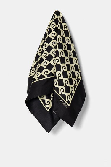Šál Nanushka Silk Scarf with Geometric Pattern Čierna | NU24CRSC07211, 0