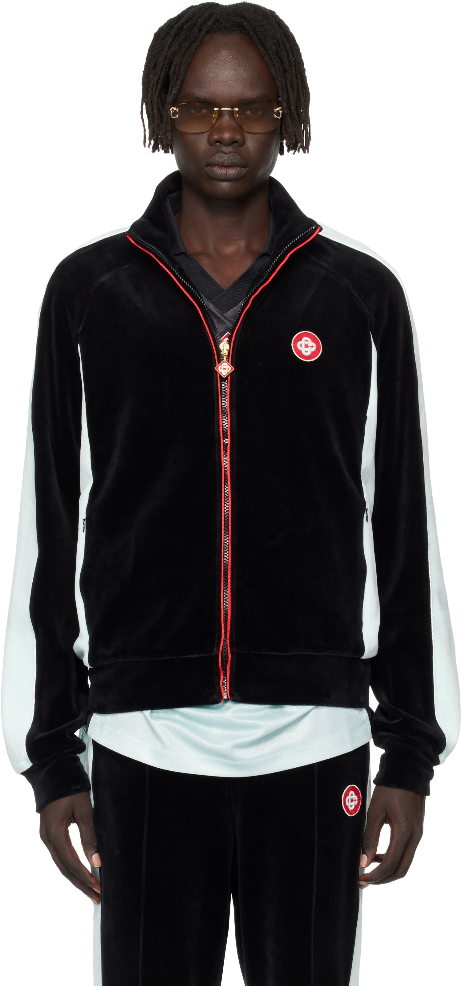 Bunda Casablanca Casablanca Velour Track Jacket Čierna | MPF25-JTP-395-01, 0