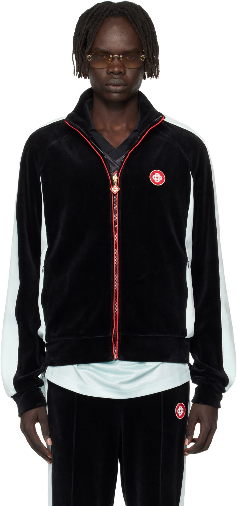 Bunda Casablanca Casablanca Velour Track Jacket Čierna | MPF25-JTP-395-01