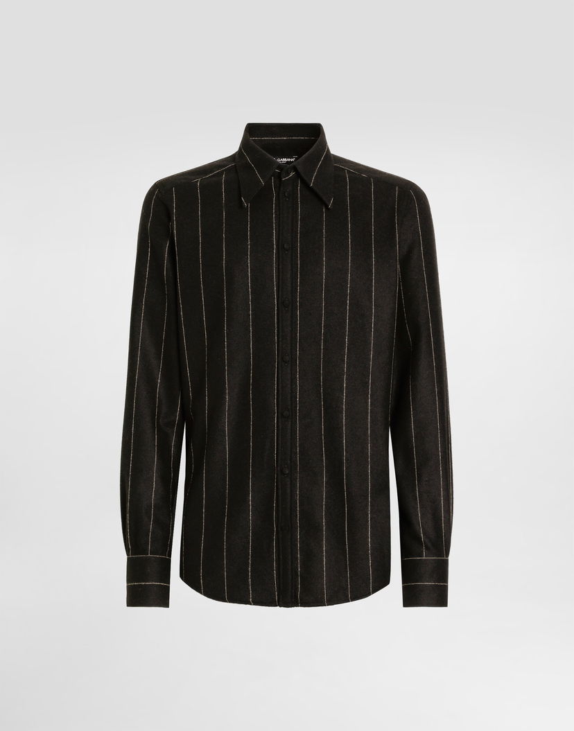Košeľa Dolce & Gabbana Dolce & Gabbana Pinstriped Flannel Shirt Čierna | G5NP9TFRZAPS8051