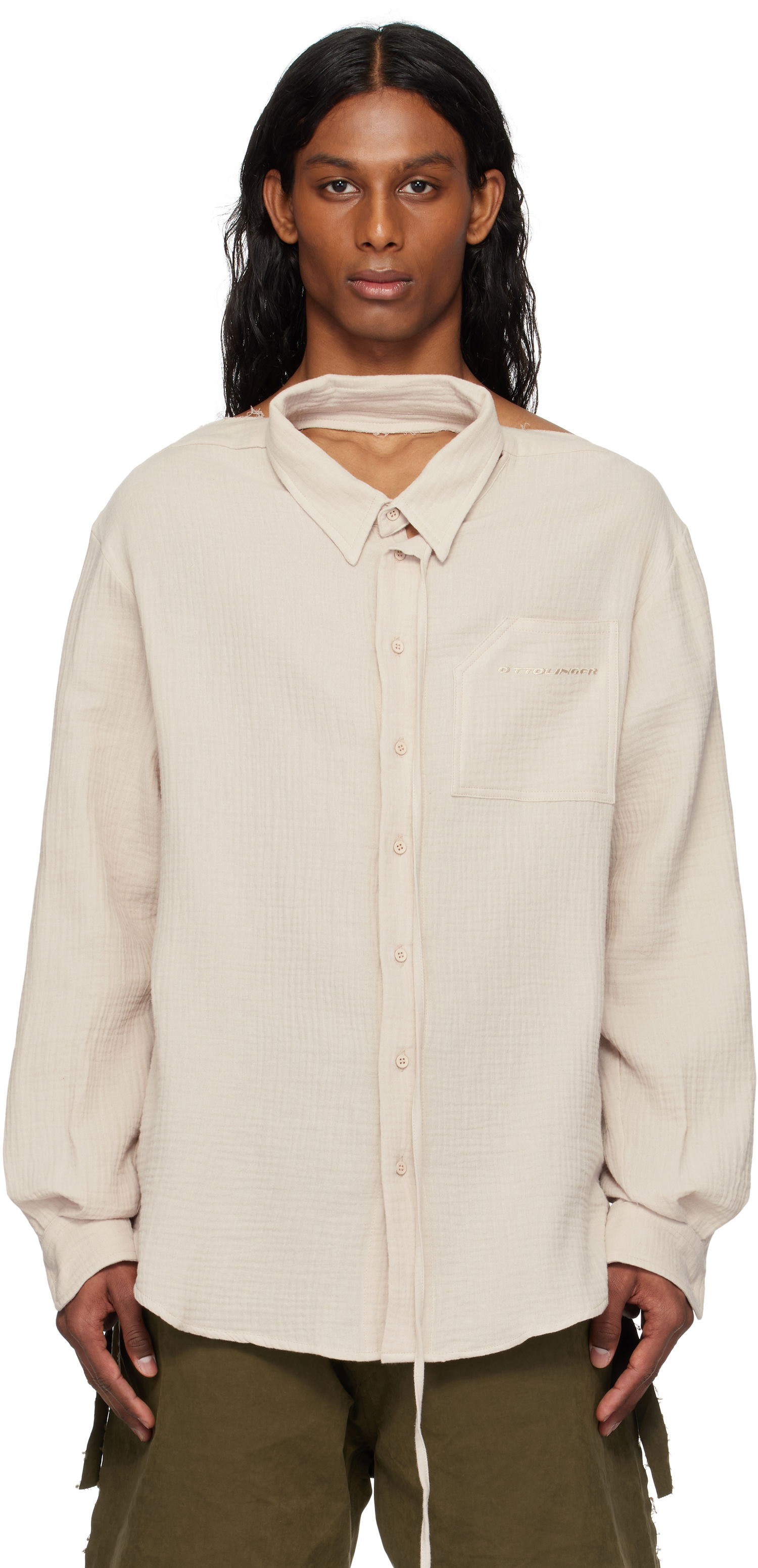 Košeľa Ottolinger Ottolinger Oversized Cut-Out Mousseline Shirt Béžová | 111-400411-01, 0