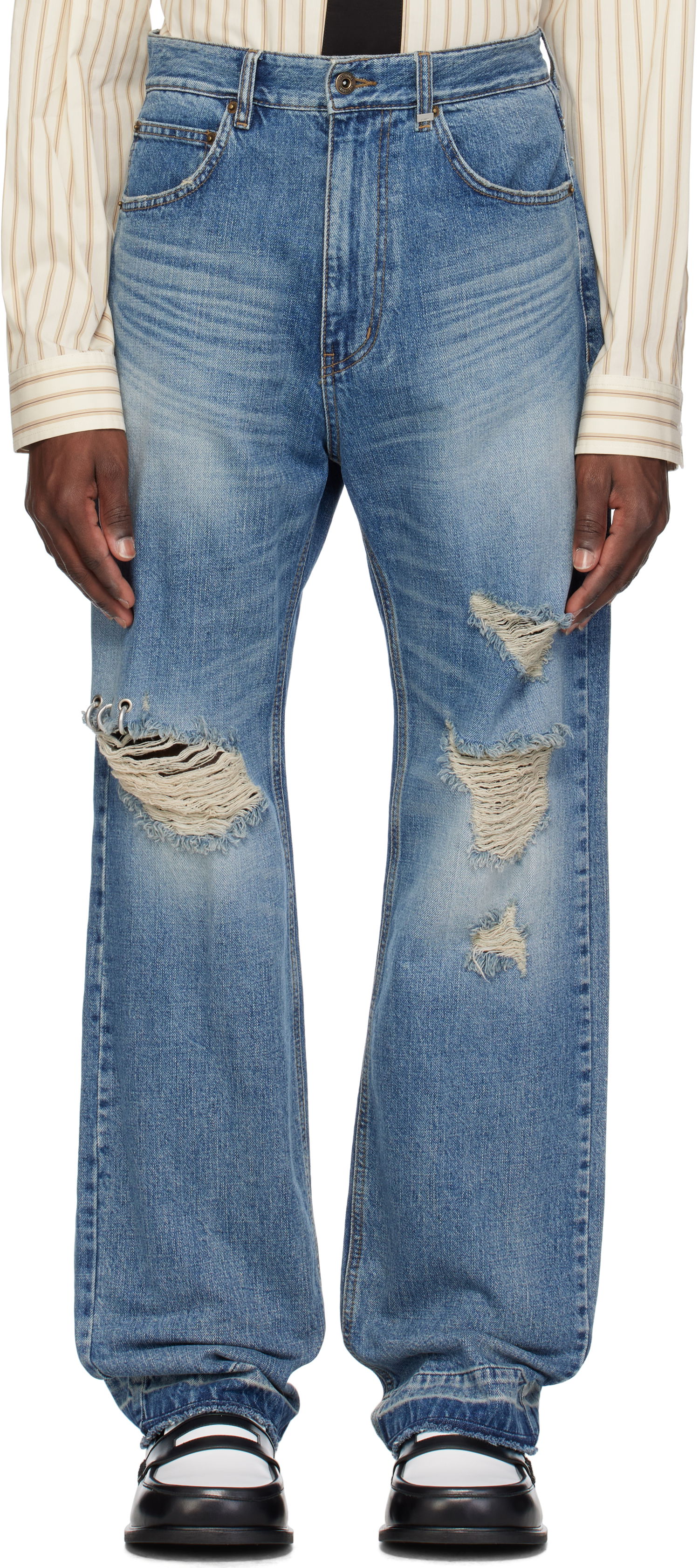 Džínsy We11done We11done Distressed Jeans Modrá | WD-DP0-25-333-M-BL, 0