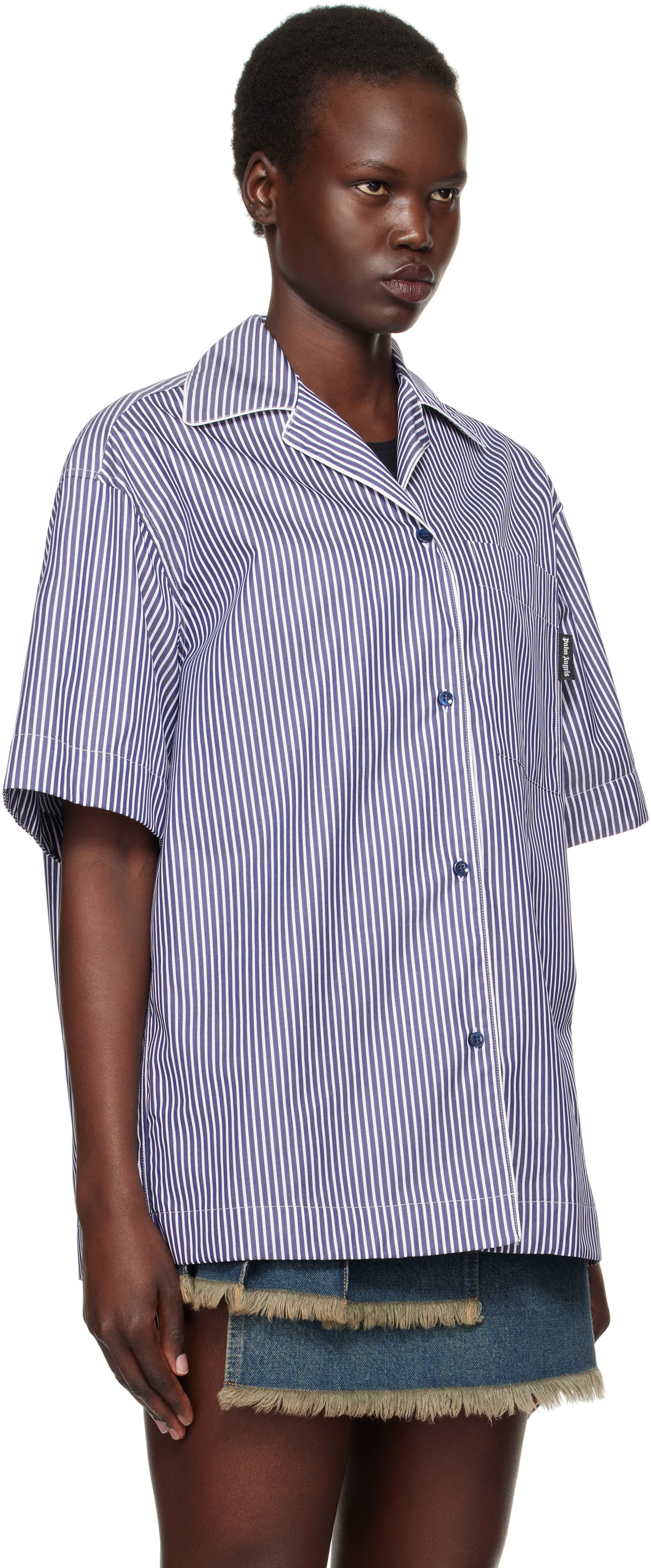 Košeľa Palm Angels Striped Shirt Modrá | PWGG005S25FAB0014603, 1