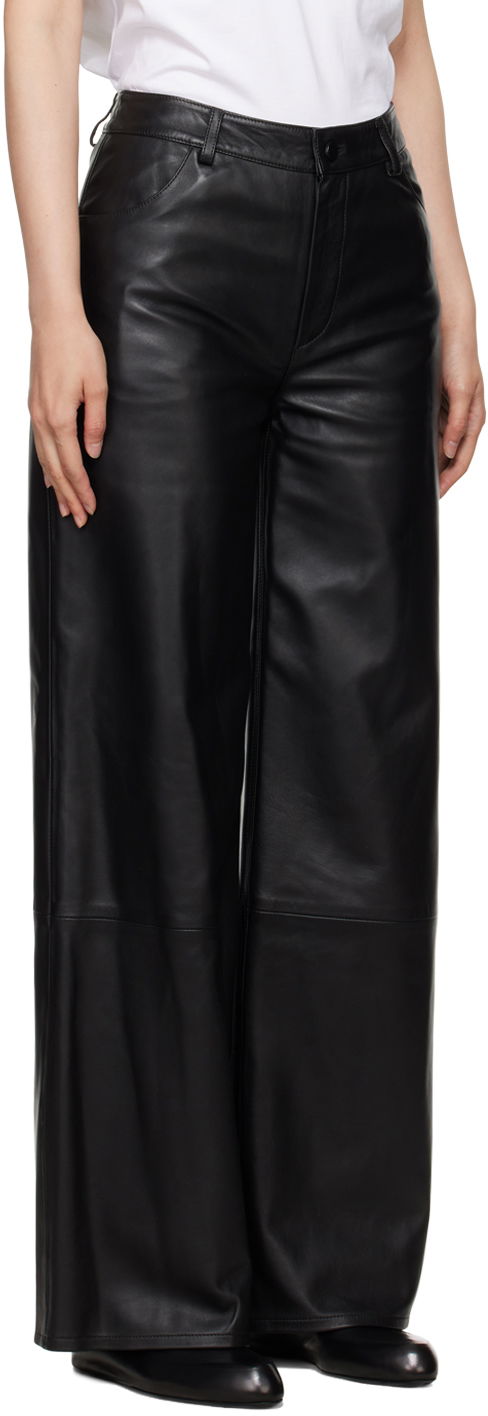 Nohavice Loulou de Saison Loulou de Saison Figari Leather Wide-Leg Pants Čierna | FIGARI, 1