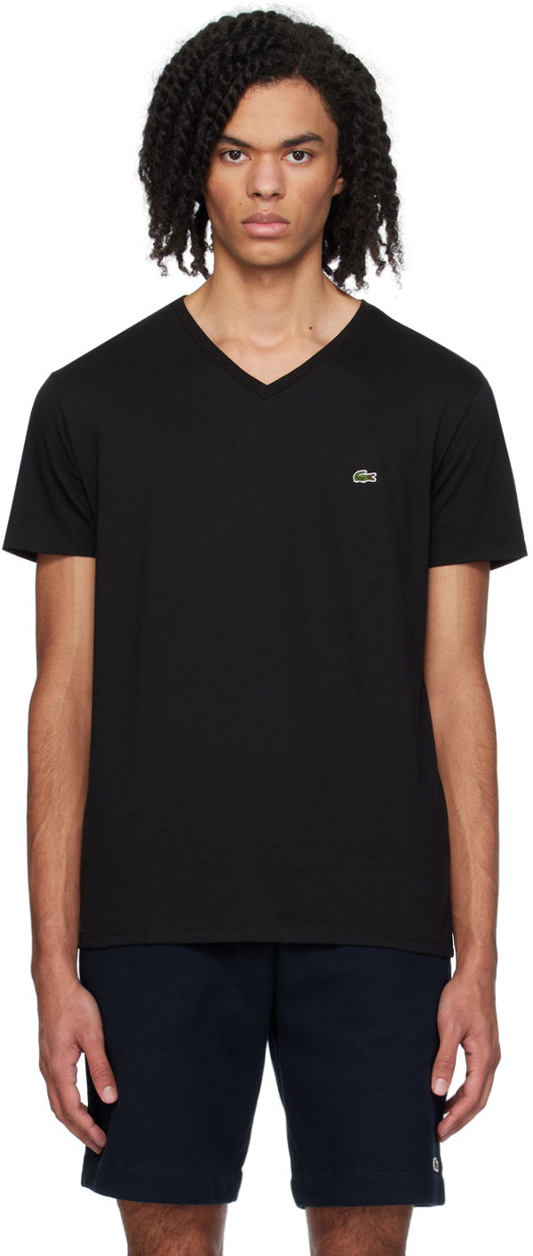 Tričko Lacoste V-Neck T-Shirt Čierna | TH6710_031