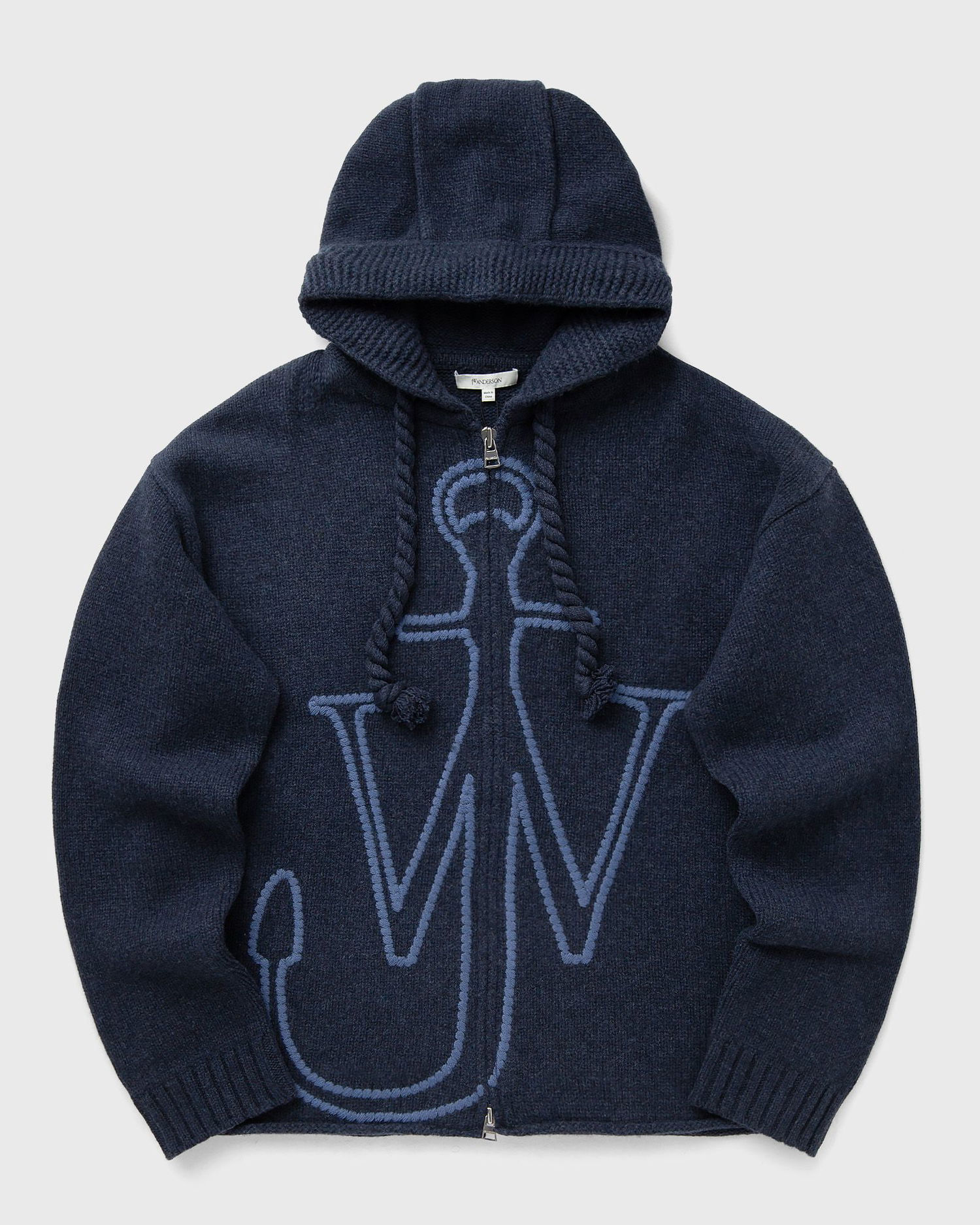 Mikina JW Anderson JW Anderson Anchor Embroidery Knitted Zip Hoodie Navy | KW1429-YN0412-768, 0