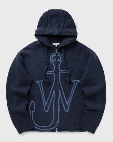 Mikina JW Anderson JW Anderson Anchor Embroidery Knitted Zip Hoodie Navy | KW1429-YN0412-768, 0