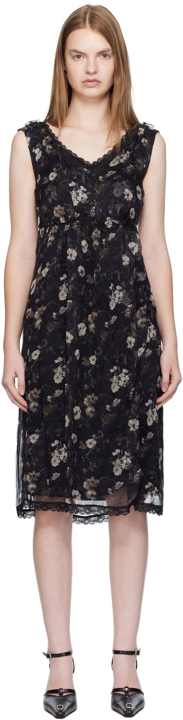 Šaty R13 R13 Sleeveless V-Neck Floral Midi Dress Čierna | R13WR476-R589A, 0