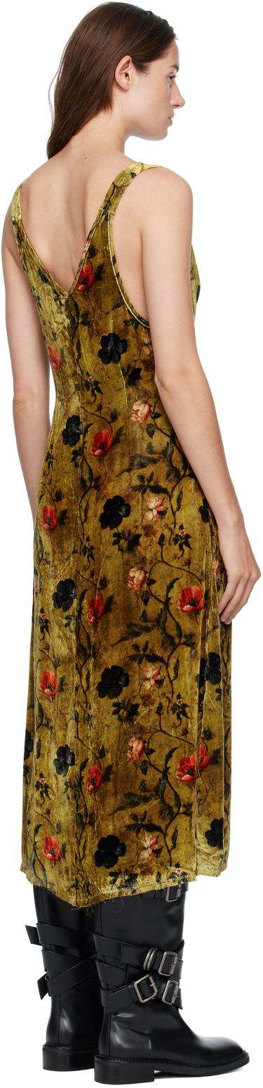 Šaty R13 R13 Grunge Floral-Print Velvet Slip Midi Dress Zelené | R13WR477-R595A, 2