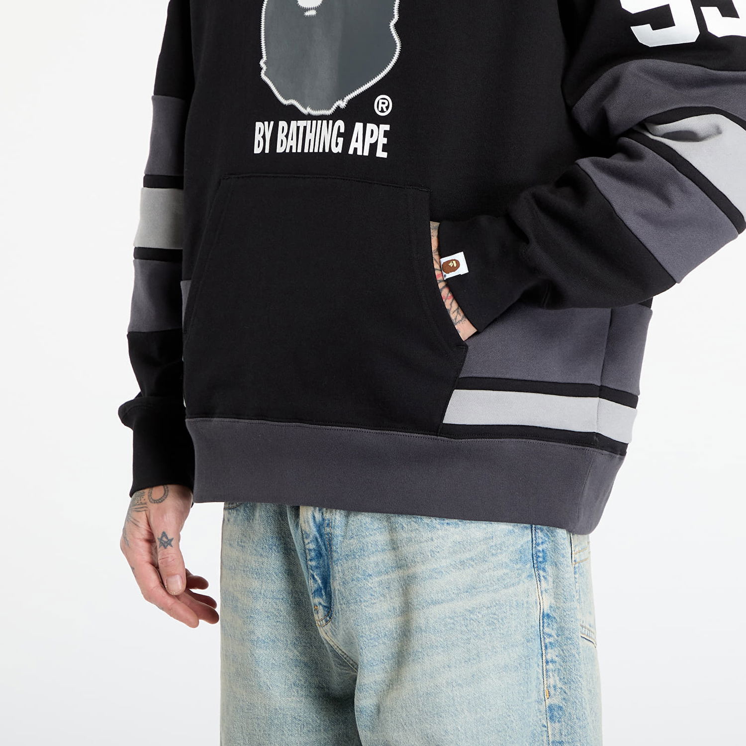 Mikina BAPE Bape Pullover Hoodie with Ape Head Logo Čierna | 001PPL801005MBLK, 1