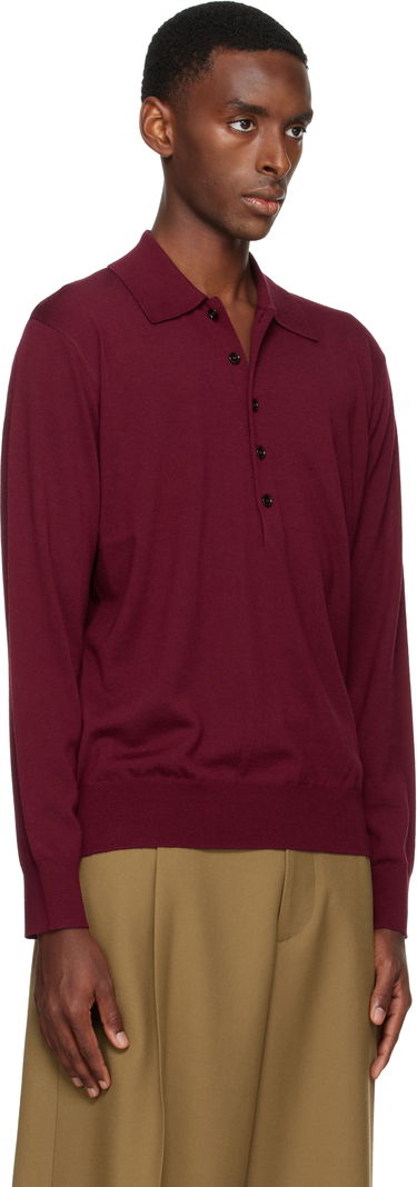 Polo tričko Dries Van Noten Dries Van Noten Long Sleeve Merino Wool Polo Ružová | 252-021201-2700, 4
