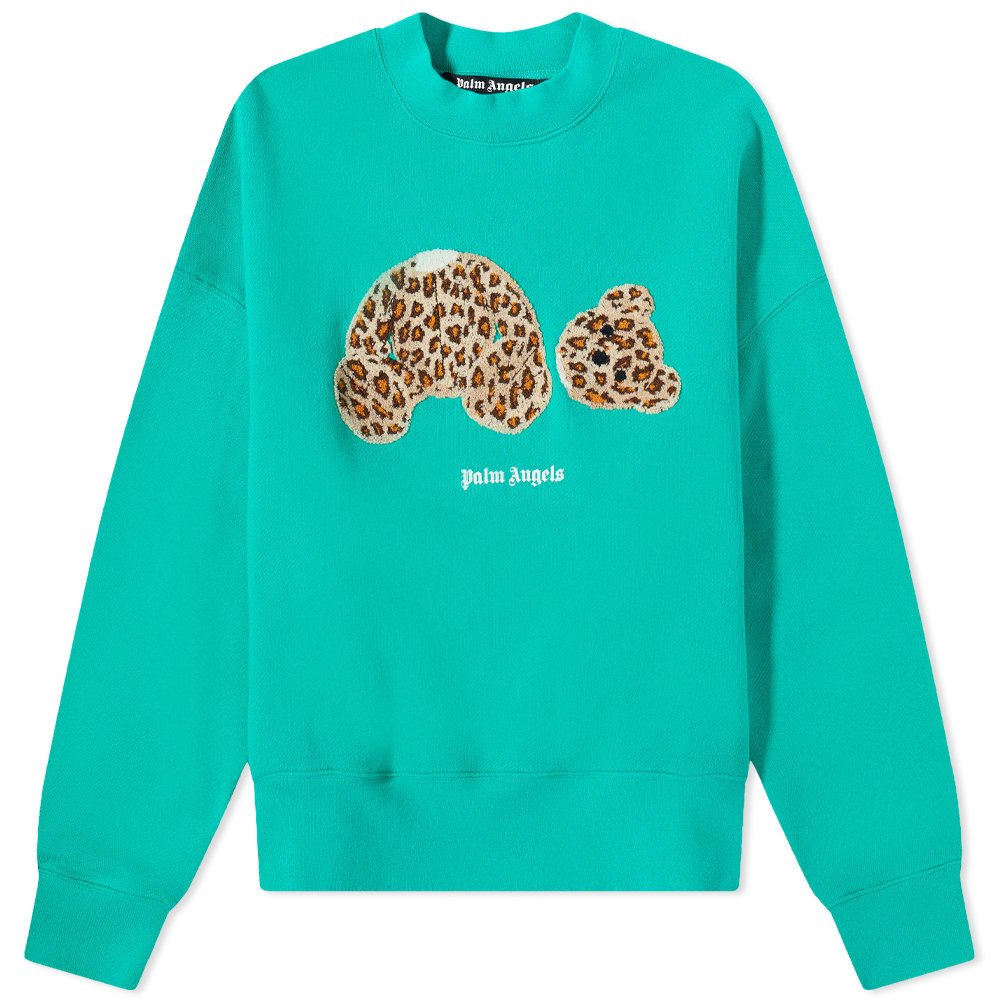 Mikina Palm Angels Leopard Kill The Bear Crew Sweat Zelené | PMBA026S22FLE0075760, 0