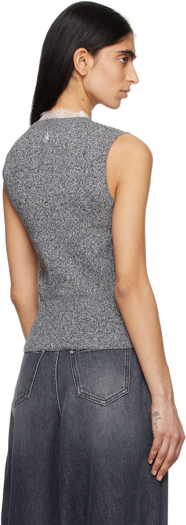Sveter JW Anderson JW Anderson V-Neck Lace Trim Vest Šedá | KW1357-YN0324, 2