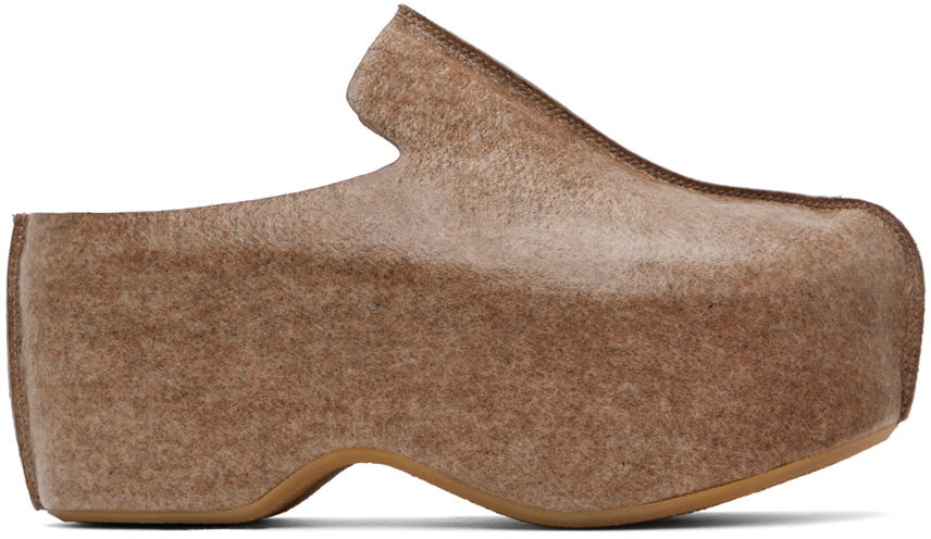 Oblečenie JW Anderson JW Anderson Laminated Felt Platform Clogs Hnedá | ANM42500D, 0