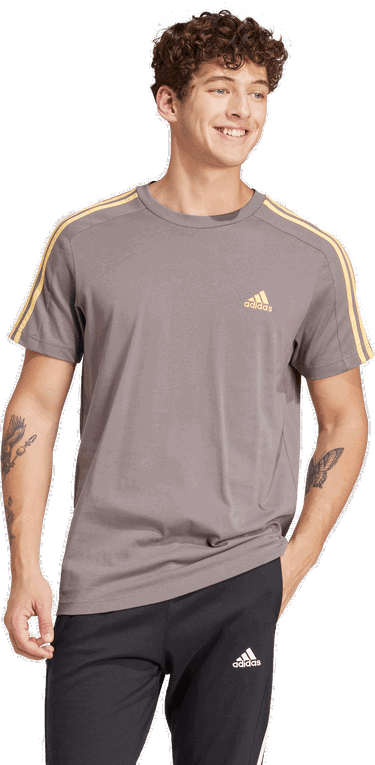 Tričko adidas Originals 3-Stripes Short Sleeve T-Shirt Šedá | IS1334, 3