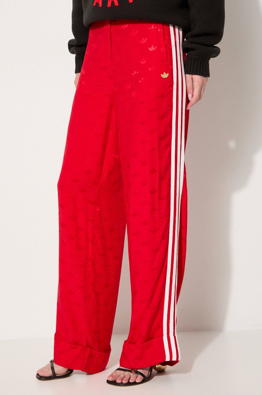 Nohavice adidas Originals Jaquard Wide Leg Trousers Červená | JJ2172, 0