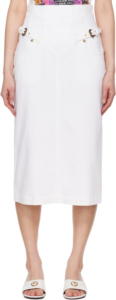 Sukňa Versace Versace Jeans Couture Baroque Buckle Denim Midi Skirt Biela | E78HAE85E_EEW015TC2, 0
