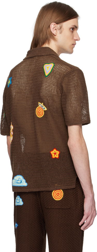 Polo tričko Casablanca Casablanca Crochet Appliqué Polo Hnedá | MS25-KW-914-01, 2