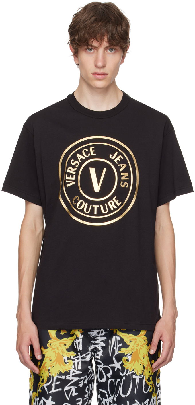 Tričko Versace Jeans Couture V-Emblem T-Shirt Čierna | E75GAHT05_ECJ00T, 0