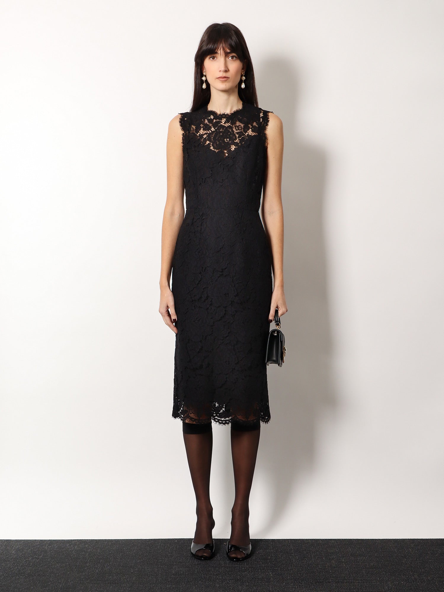 Šaty Dolce & Gabbana Dolce & Gabbana Lace Midi Dress Čierna | F6H0ZTHLM7LN0000, 1