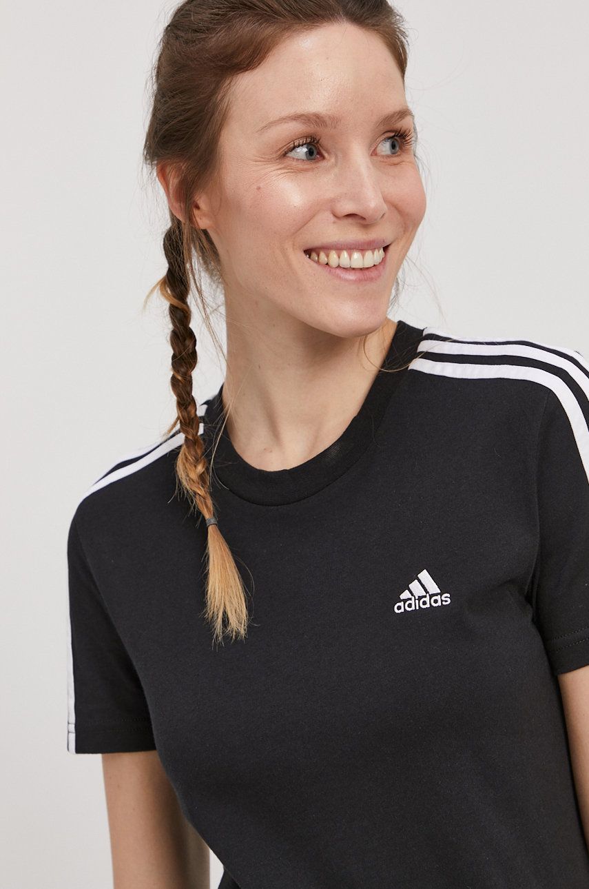 Tričko adidas Performance Sportswear Loungewear Essentials Slim 3-Stripes Čierna | GL0784, 0