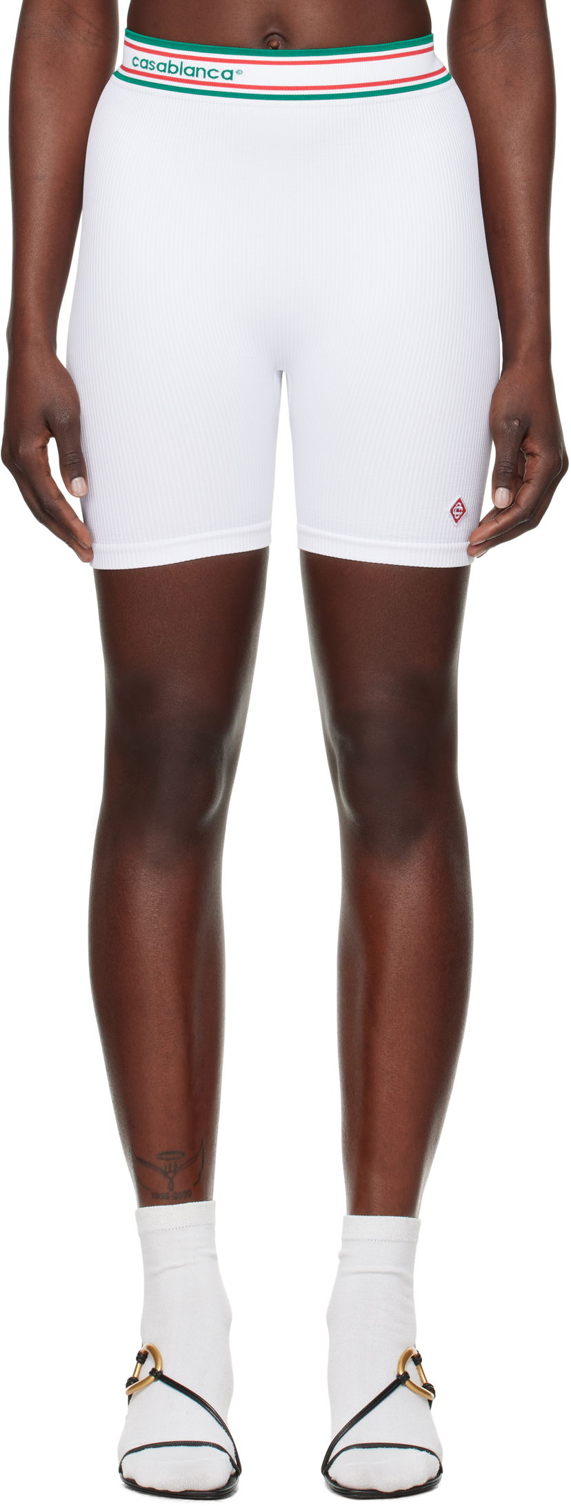 Šortky Casablanca Casablanca Seamless Sport Shorts Biela | WPS25-ACT-025-01