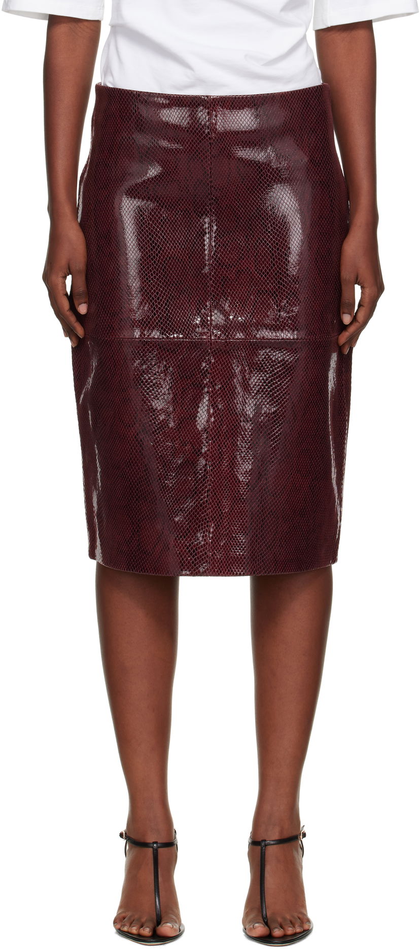 Sukňa Róhe Róhe Snake Leather Midi Skirt Vínová | 416-32-166