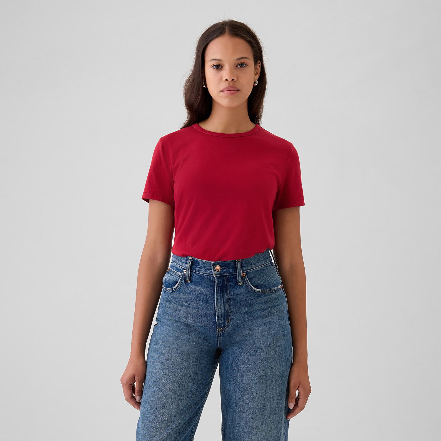 Tričko GAP T-shirt Shortsleeve Vneck Sled S Červená | 795346-98, 0