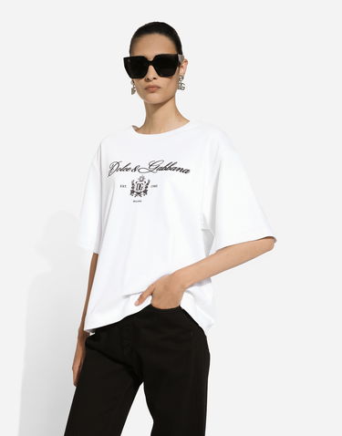 Tričko Dolce & Gabbana Jersey T-shirt With Logo Biela | F8V12ZGDCNWW0800, 3