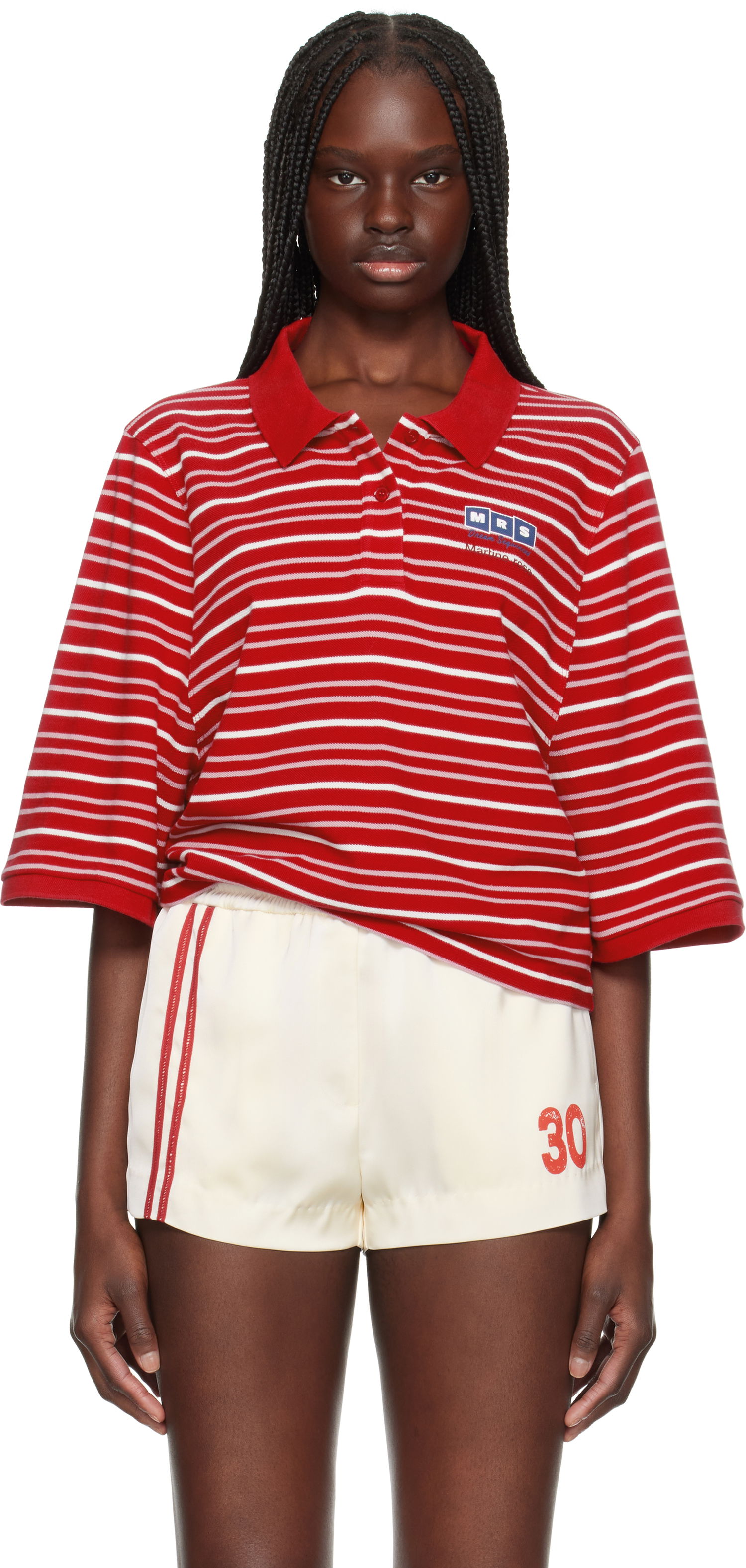 Polo tričko Martine Rose Martine Rose Shrunken Striped Polo Červená | 659JE02104O, 0