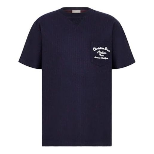 Tričko Dior DIOR Embroidered Knit T-Shirt Navy | 213J637A0739-C583