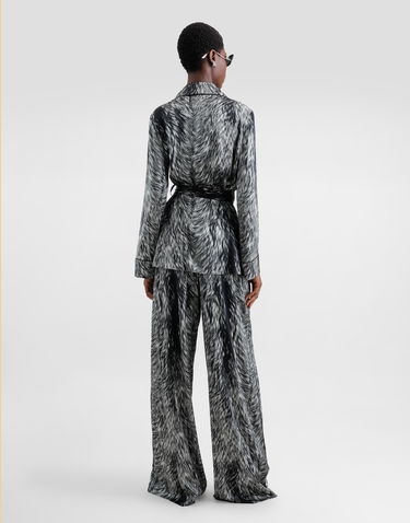 Nohavice Dolce & Gabbana Satin Pajama Pants With Fur Print Šedá | FTC3VTFSA7KHI3VQ, 2
