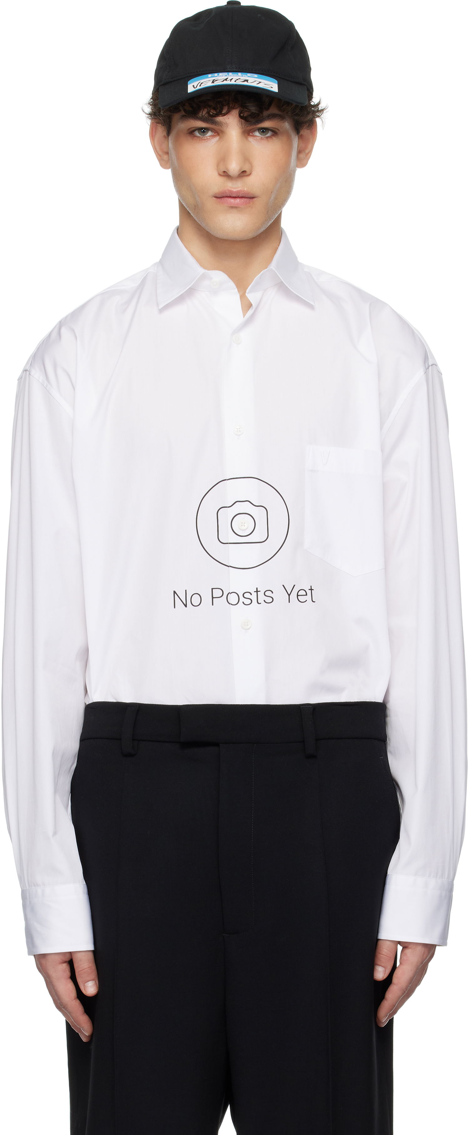 Košeľa VETEMENTS 'No Posts' Graphic Print Classic Shirt Biela | UA66SH440W, 0