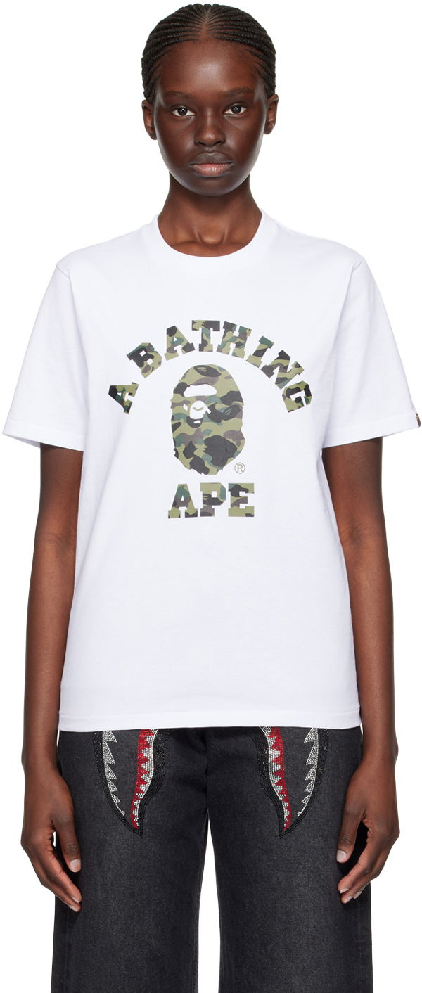 Tričko BAPE 1st Camo College T-Shirt Biela | 001TEK302008L, 0