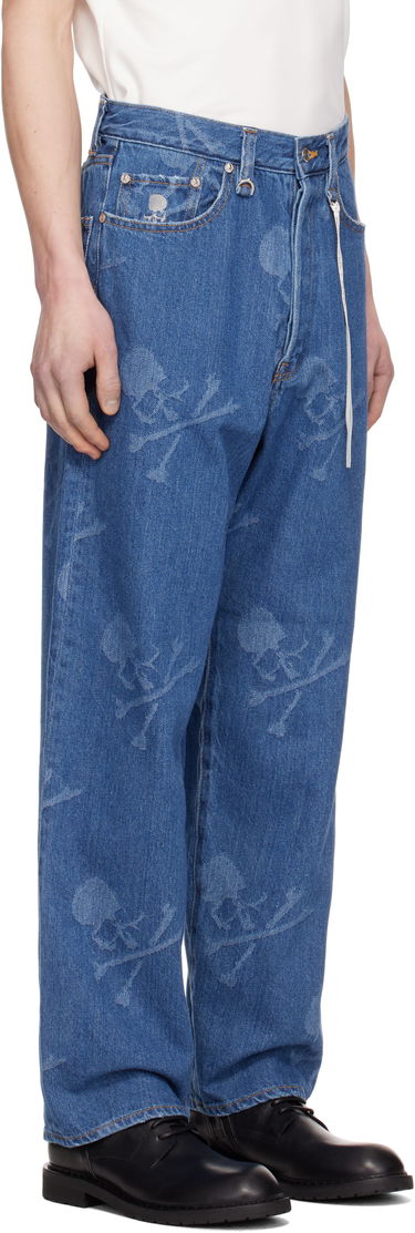 Džínsy Mastermind WORLD MASTERMIND WORLD Monogram Straight Jeans Modrá | MW25S14-PA002-000, 1
