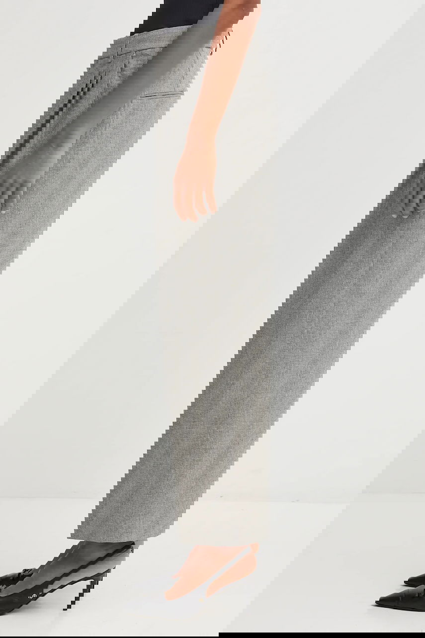 Nohavice Anine Bing Anine Bing belen High Waist Linen Blend Pleated Wide-Leg Trousers Šedá | A.03.11218, 1