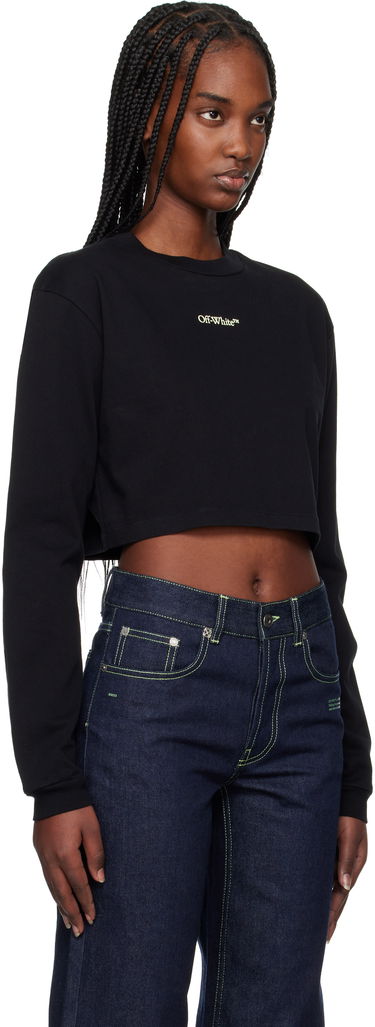 Sveter Off-White Double Arrows Cropped Long Sleeve T-Shirt Čierna | OWVB047S25JER0011000, 1