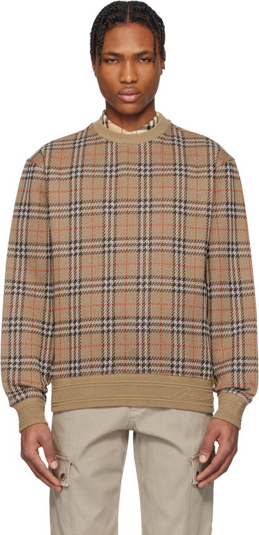 Sveter Burberry Burberry Check Cotton Blend Sweater Hnedá | 8102882, 0